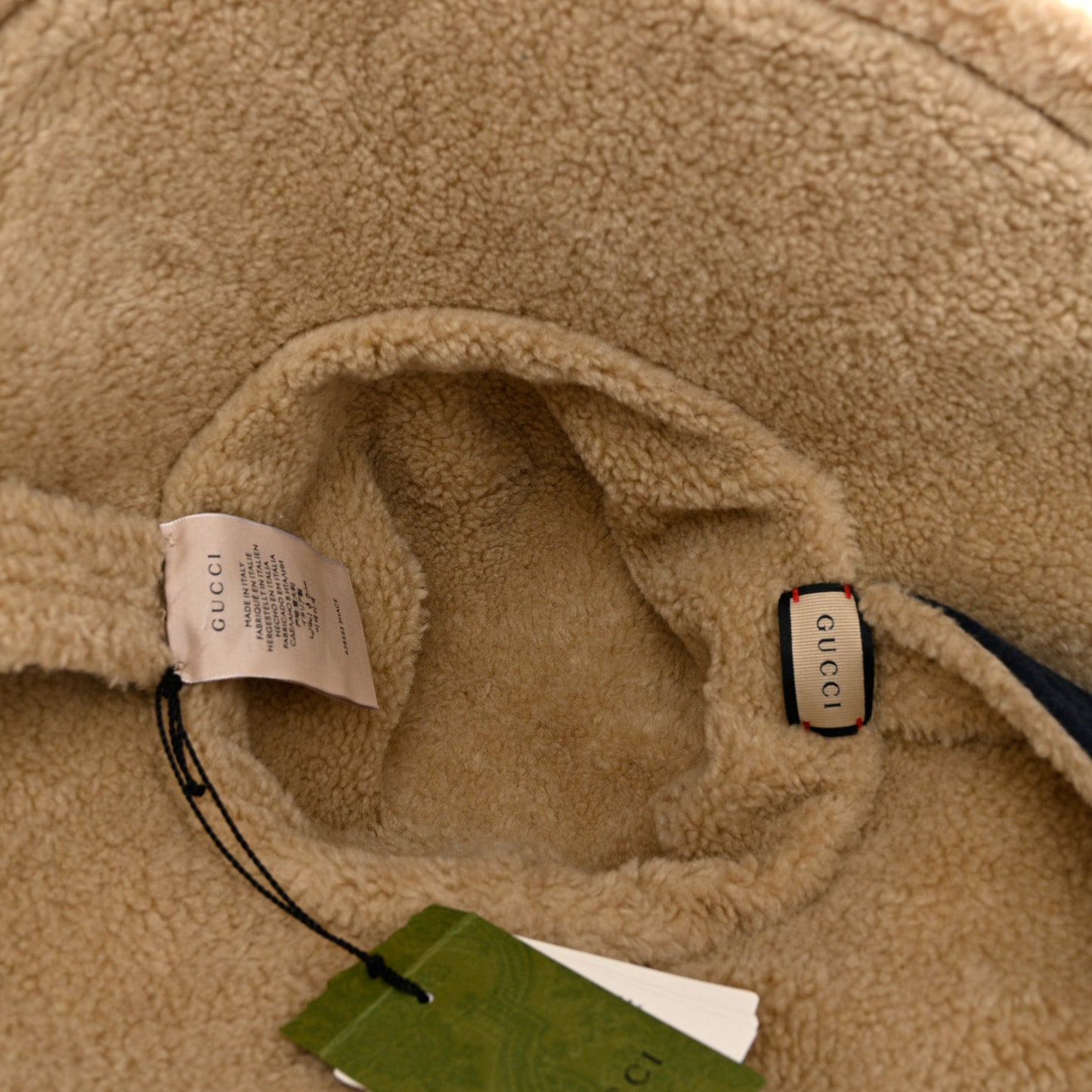 GUCC Wool Shearling Hat S Blue Beige