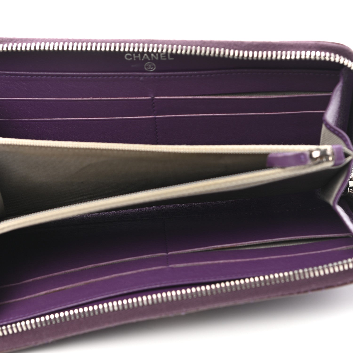 Chanel Patent Quilted Brilliant Zip Around Wallet Purple 5 of 11