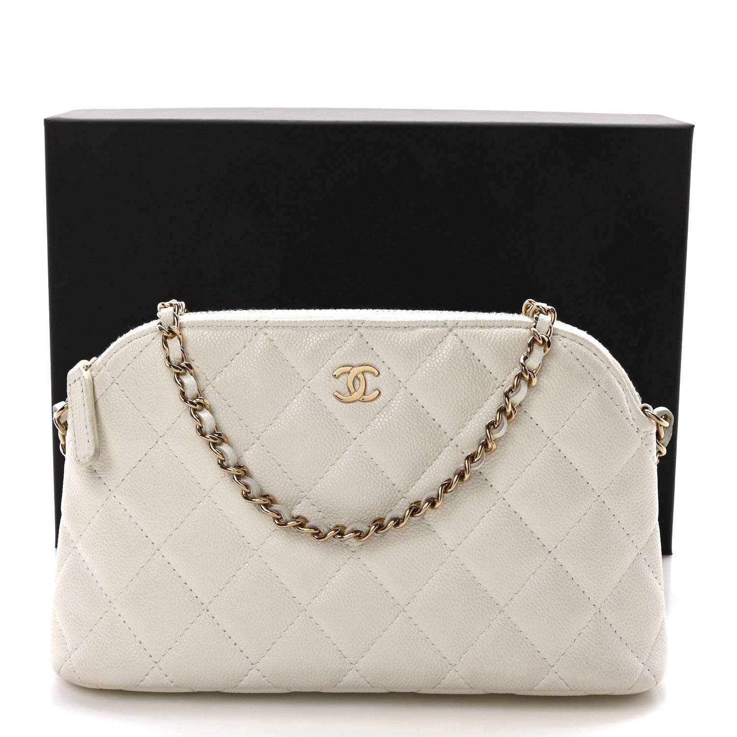 Chanel Caviar Quilted Classic Clutch With Chain White 11 of 11