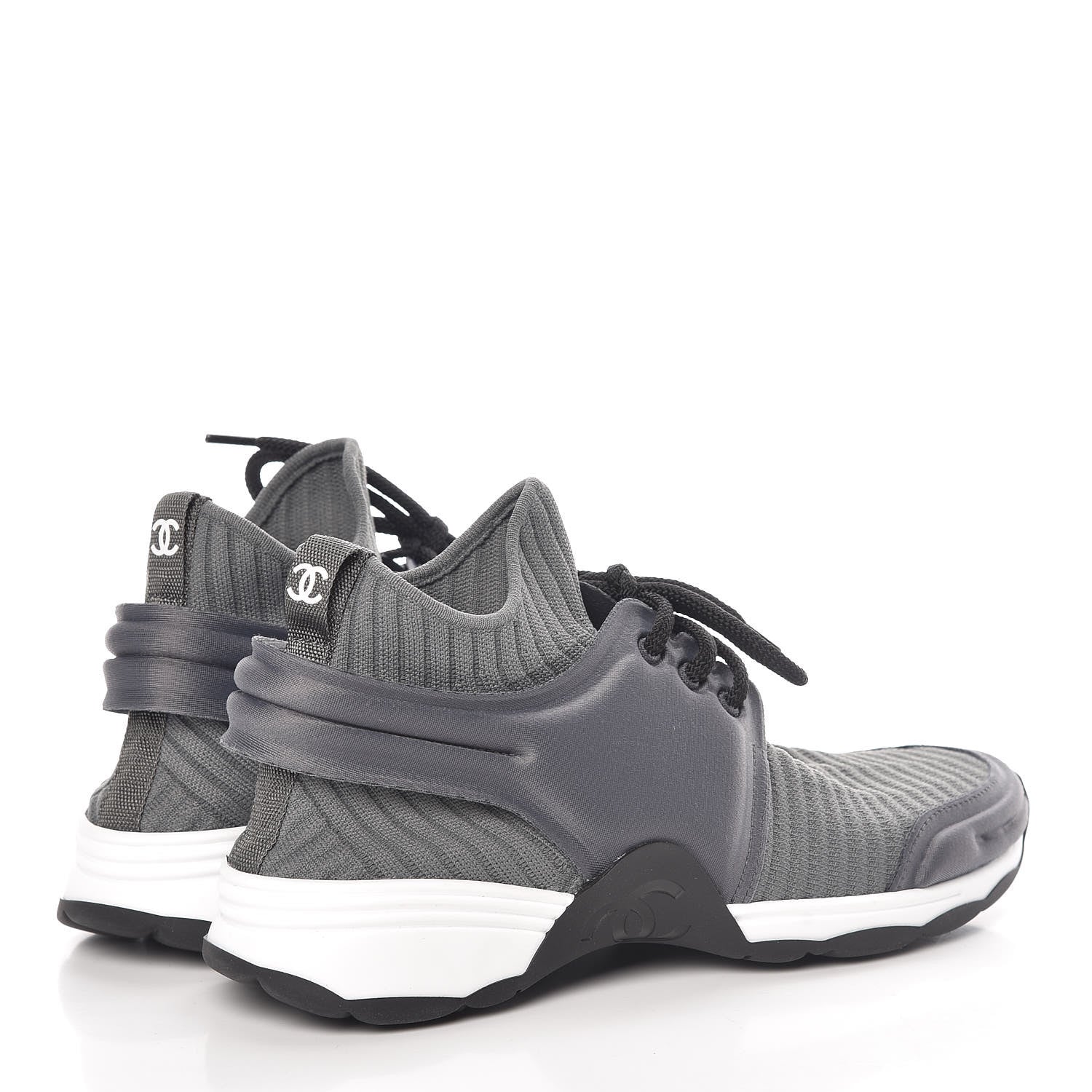 Chanel Stretch Fabric CC Sneakers 35 Grey 4 of 8