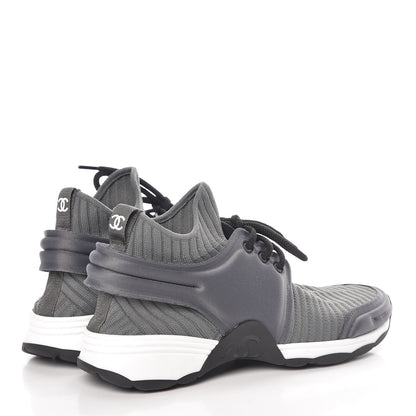 Chanel Stretch Fabric CC Sneakers 35 Grey 4 of 8