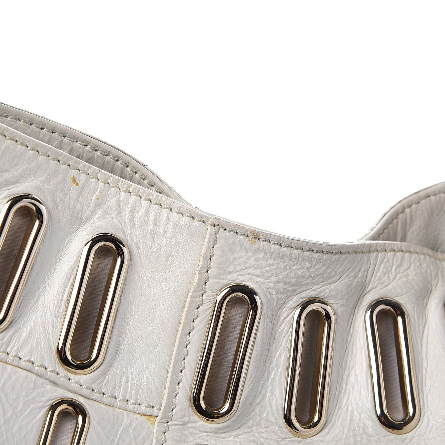 Calfskin Grommet Khan Hobo White