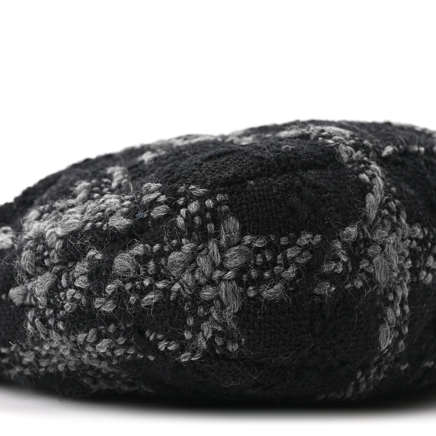 Cashmere Tweed Quilted CC Links Hobo Black Grey