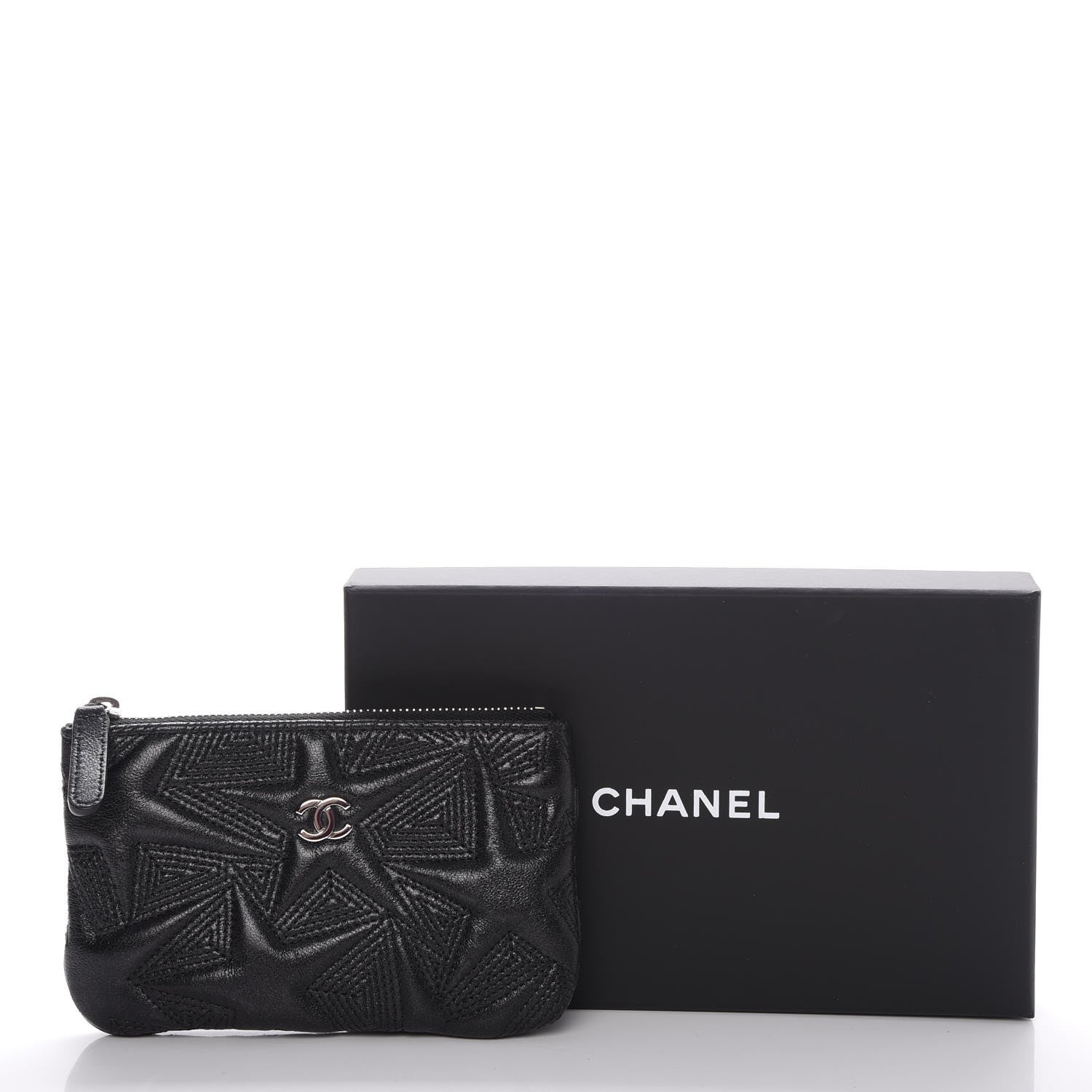 Chanel Metallic Lambskin Star Embossed Coin Purse Case Black 8 of 8