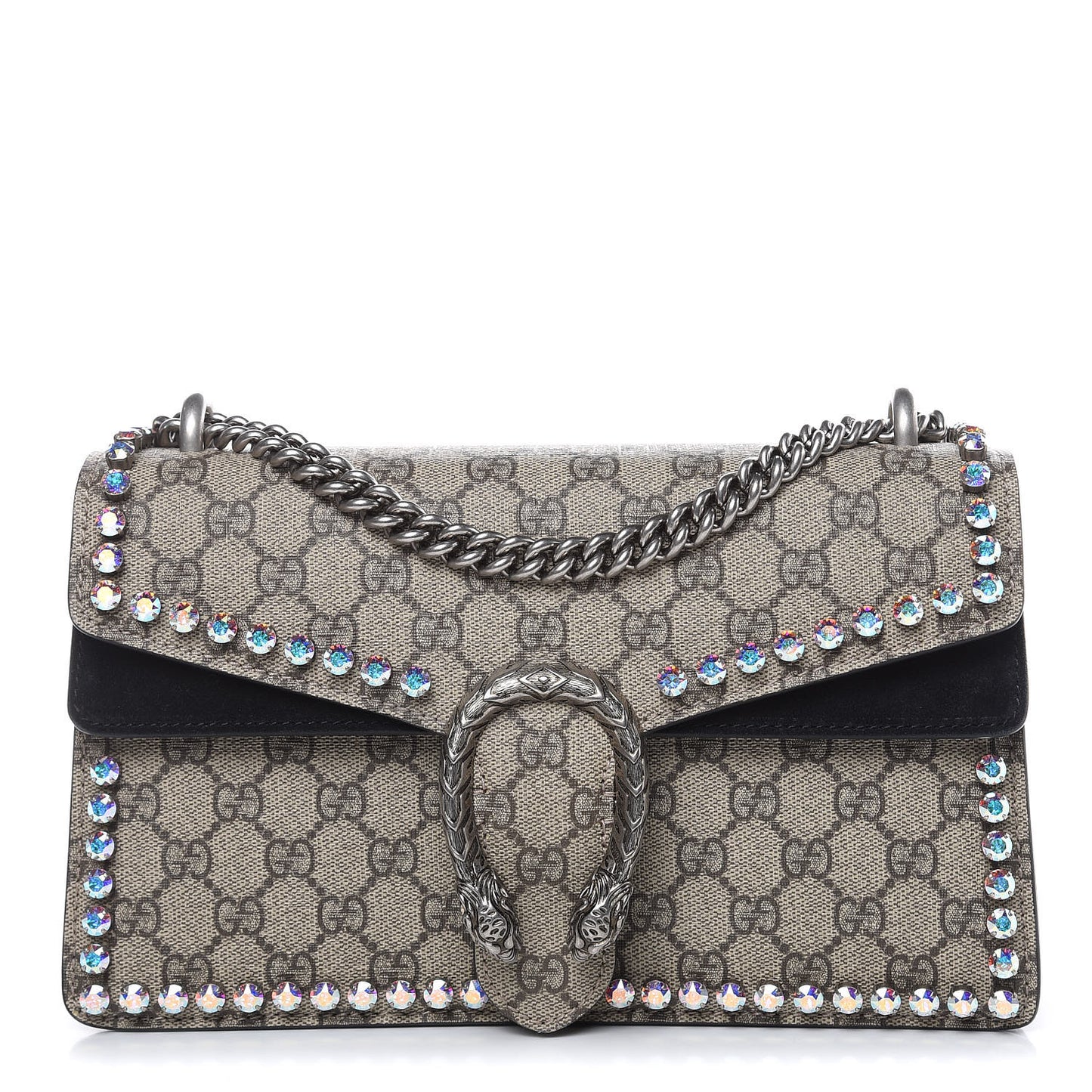GG Supreme Monogram Crystal Small Dionysus Shoulder Bag Black