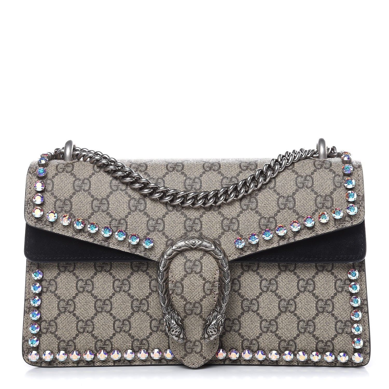 Gucci GG Supreme Monogram Crystal Small Dionysus Shoulder Bag Black 1 of 12