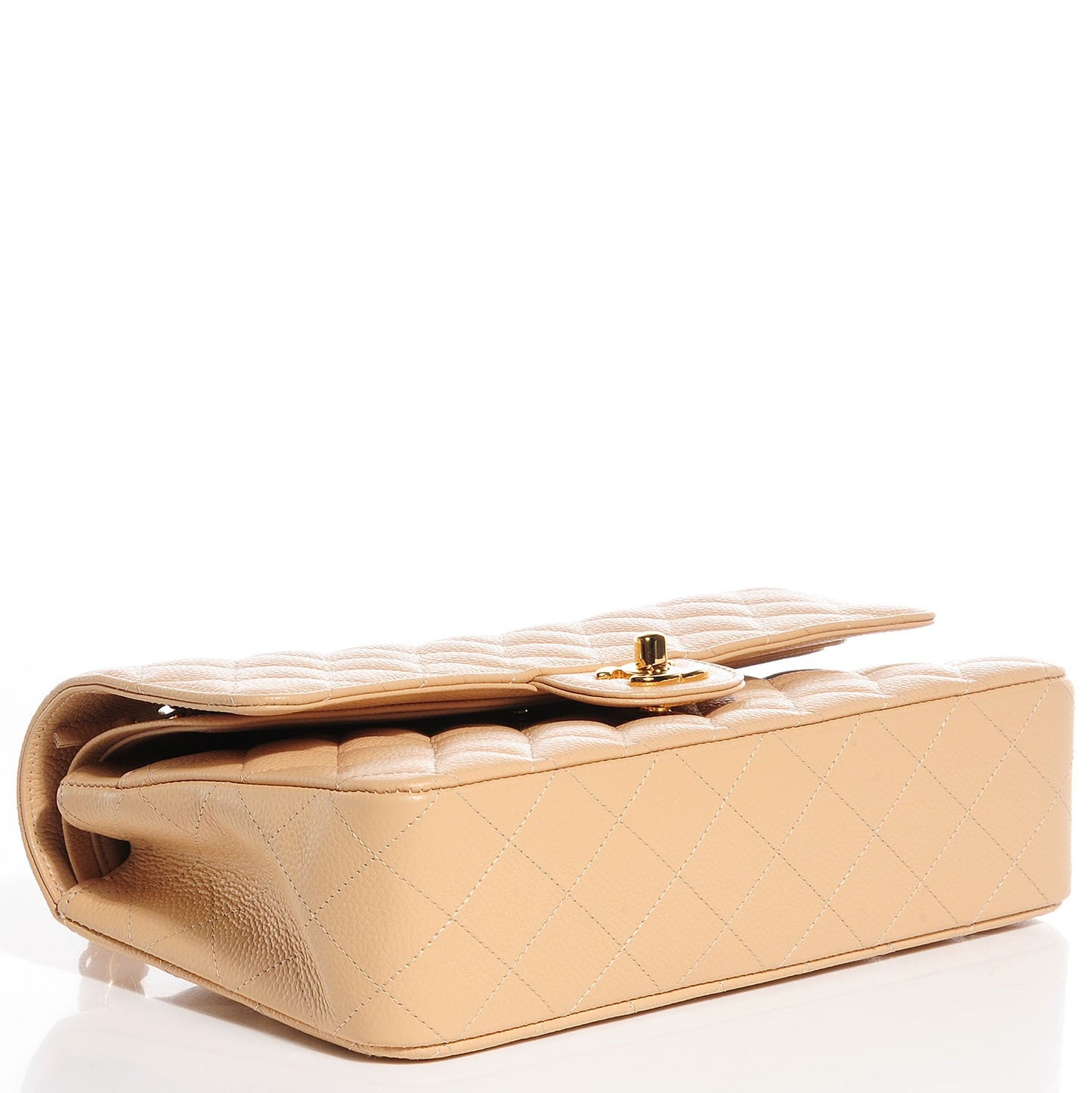 Caviar Quilted Medium Double Flap Beige Clair