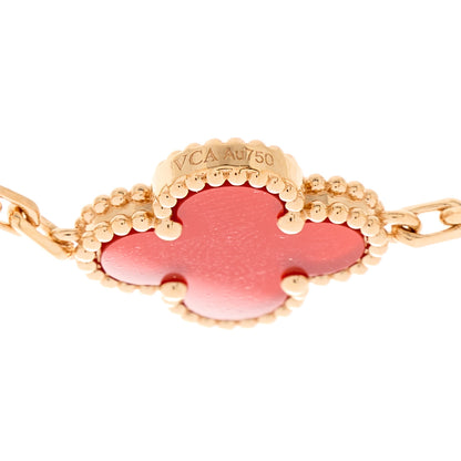 Van Cleef & Arpels 18K Rose Gold Carnelian 5 Motifs Guilloche Vintage Alhambra Bracelet 3 of 5