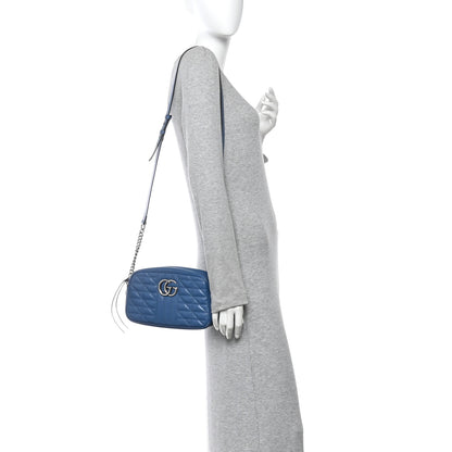 Gucci Calfskin Matelasse Aria Small GG Marmont Chain Shoulder Bag Clear Blue 2 of 13