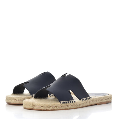 Hermes Calfskin Mens Antigua Espadrille Sandals 45 Bleu Indigo 3 of 14