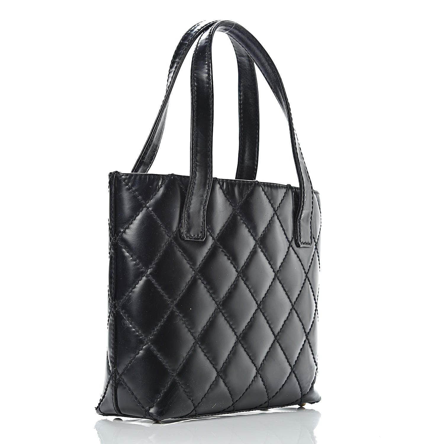 Chanel Calfskin Quilted Small Surpique Stitch Tote Black 3 of 19