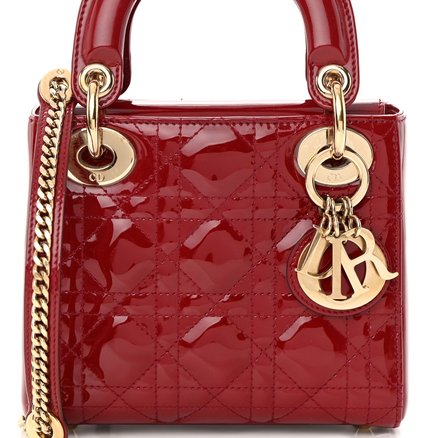 Christian Dior Patent Cannage Mini Lady Dior Red 8 of 12