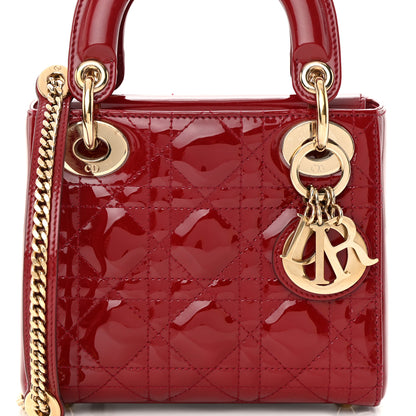 Christian Dior Patent Cannage Mini Lady Dior Red 8 of 12