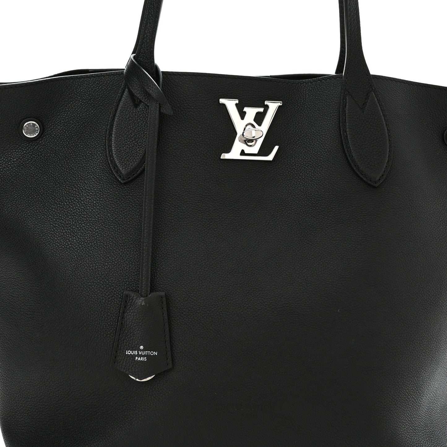 Calfskin Lockme Go Tote Black