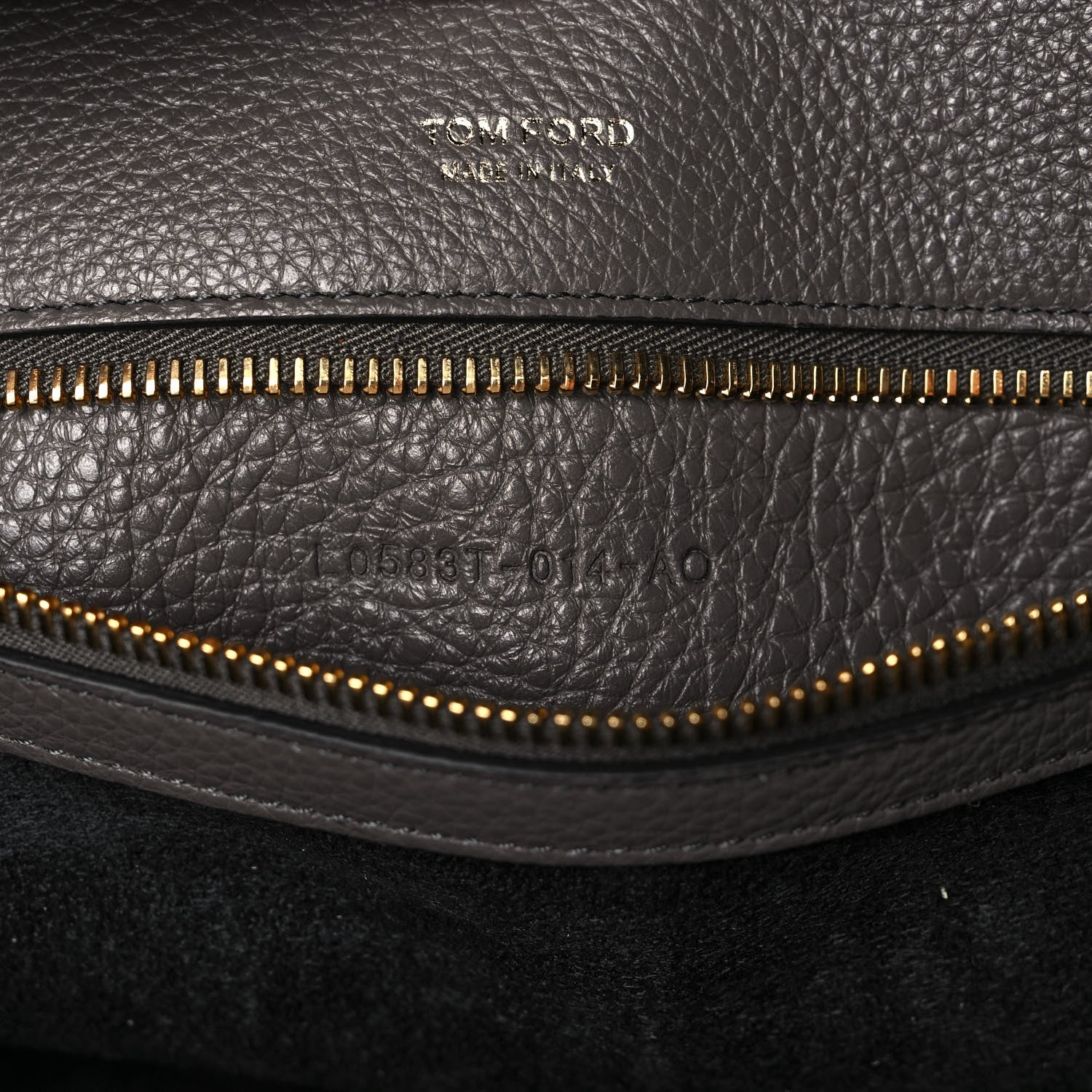 Tom Ford Pebbled Calfskin Medium Jennifer Zip Tote Graphite 7 of 9