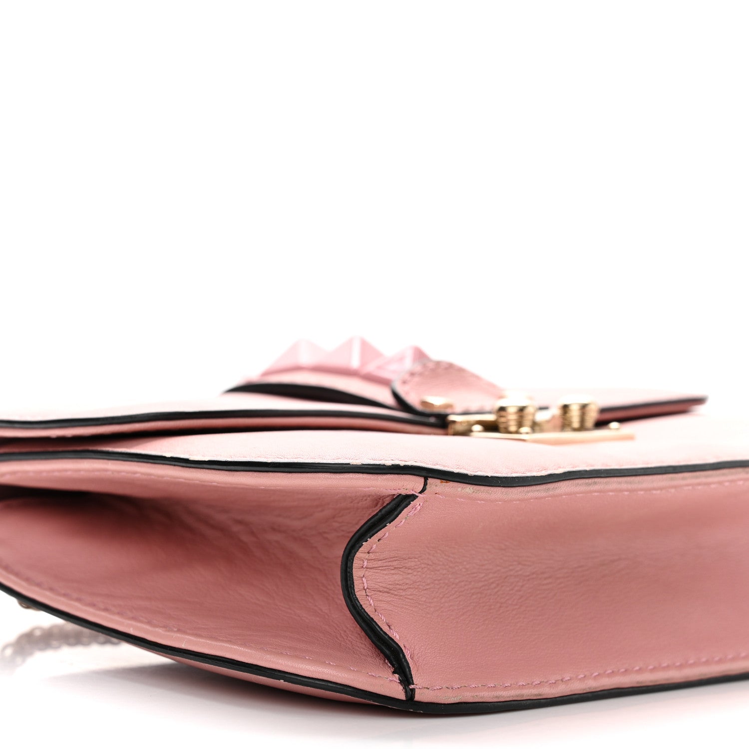 Valentino Garavani Vitello Enamel Small Glam Lock Rockstud Flap Water Rose 8 of 11