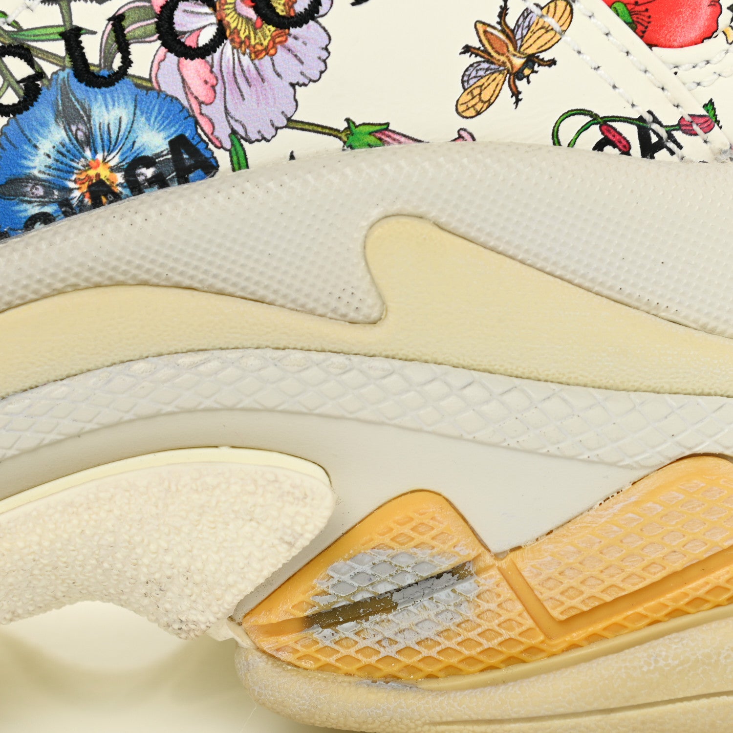 Balenciaga X GUCCI Fabric Allover Logo Flora Print Womens Triple S Sneakers 39 Multicolor White 9 of 10