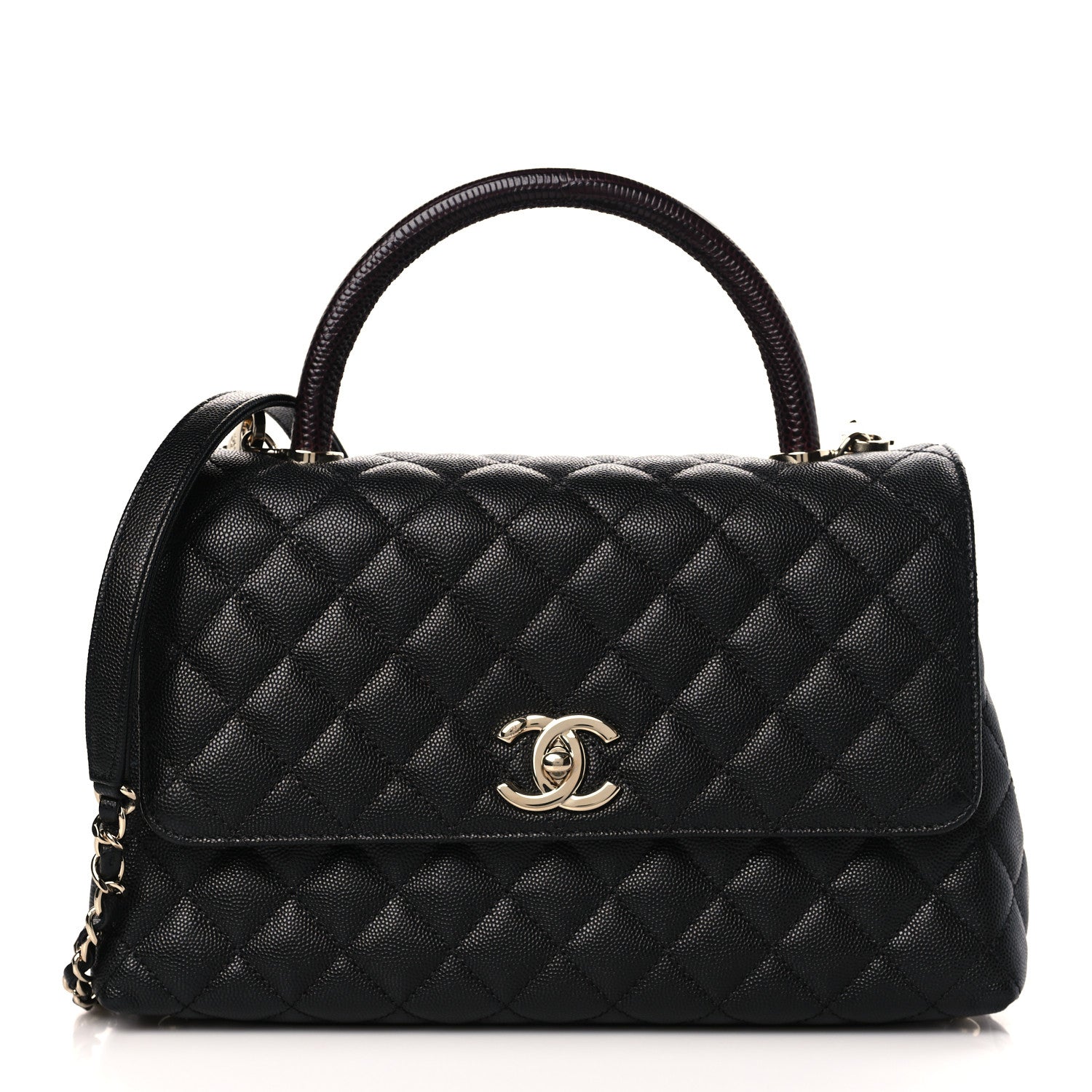 Chanel Caviar Lizard Embossed Quilted Small Coco Handle Flap Black 1 of 10