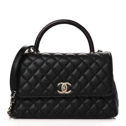 Chanel Caviar Lizard Embossed Quilted Small Coco Handle Flap Black 1 of 10