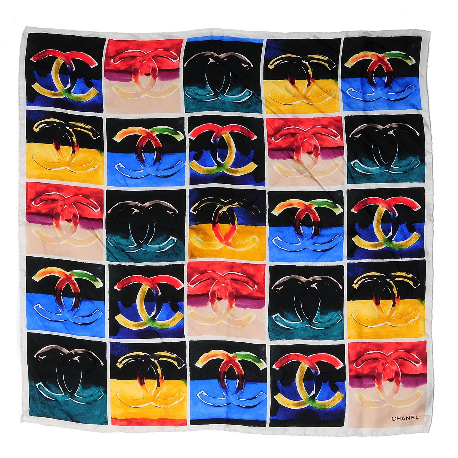 Chanel Silk Watercolor CC Scarf Multicolor 1 of 4