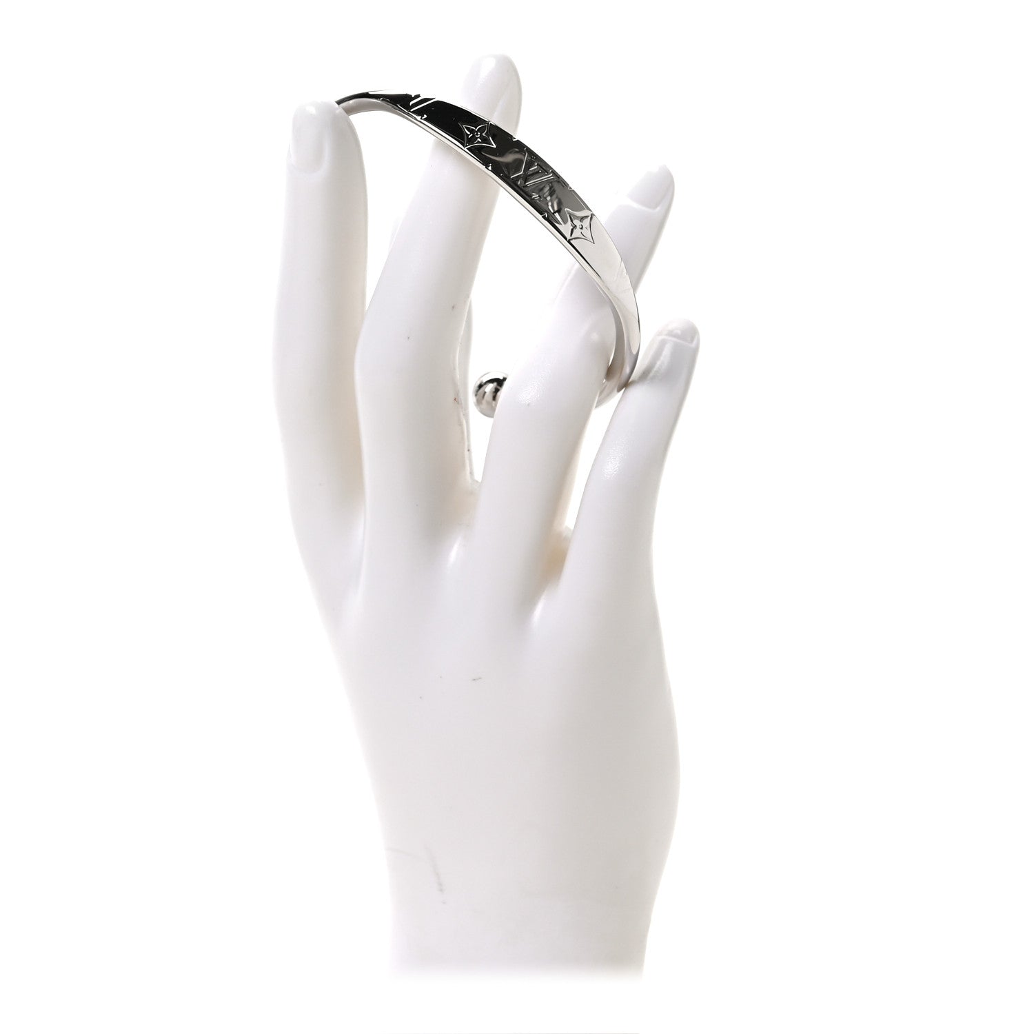Louis Vuitton Brass Monogram Jonc Cuff M Silver 2 of 4