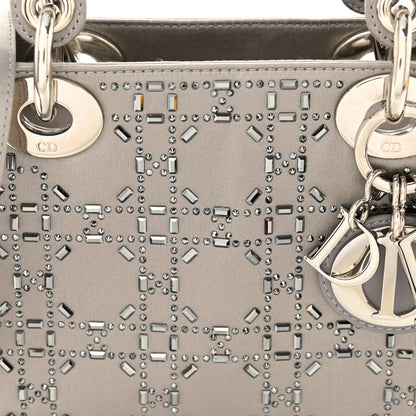 Christian Dior Satin Crystal Cannage Mini Lady Dior Gray 8 of 10