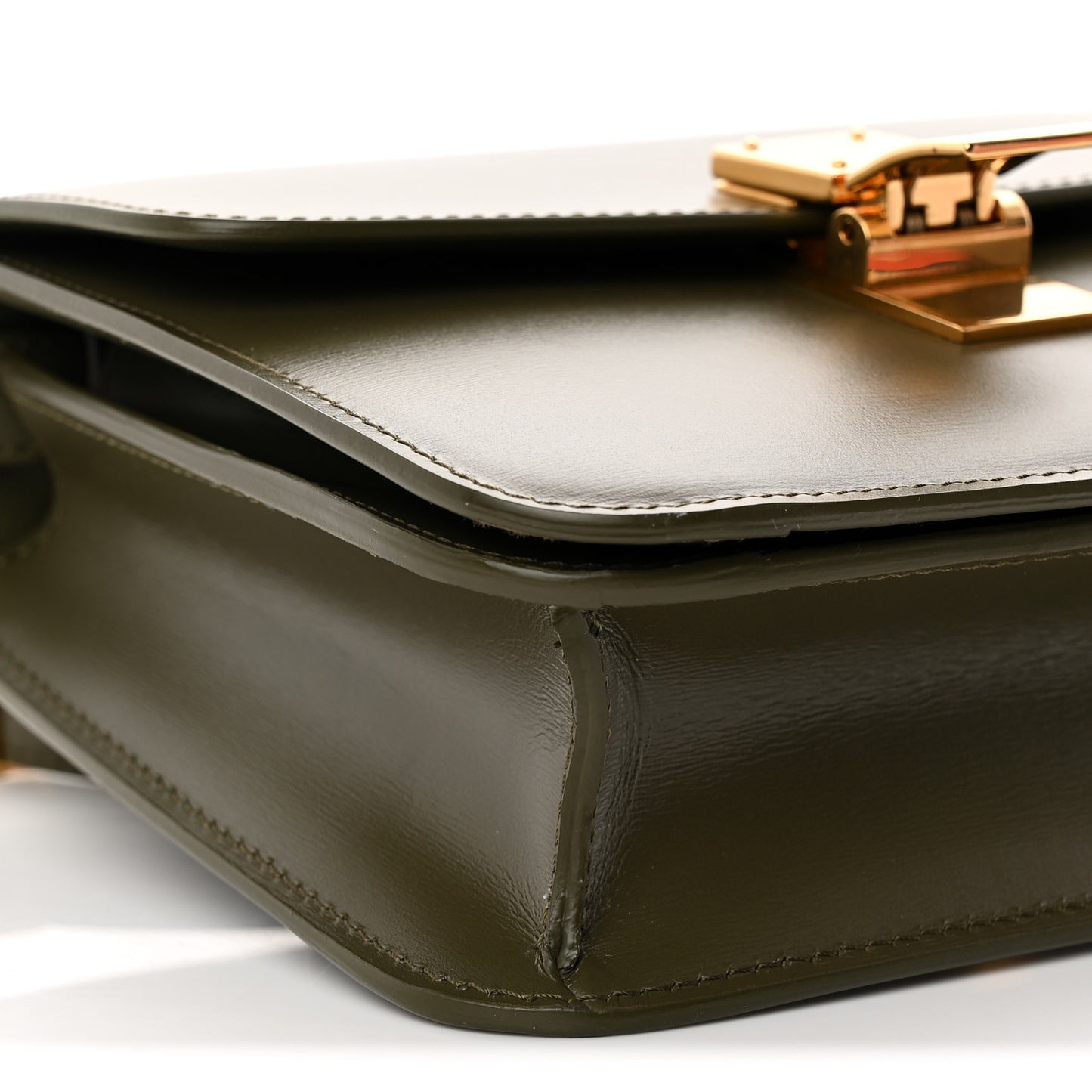 Box Calfskin Teen Classic Box Flap Bag Dark Olive