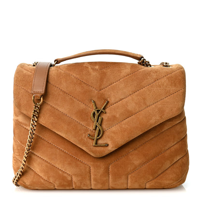 Saint Laurent Suede Calfskin Y Quilted Monogram Small Loulou Chain Satchel Cinnamon 1 of 9
