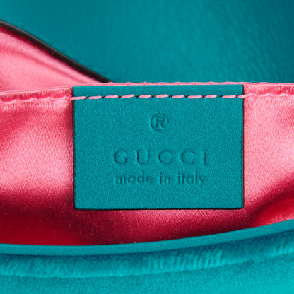 Gucci Velvet Matelasse Mini GG Marmont Shoulder Bag Pavone Cyan 6 of 7