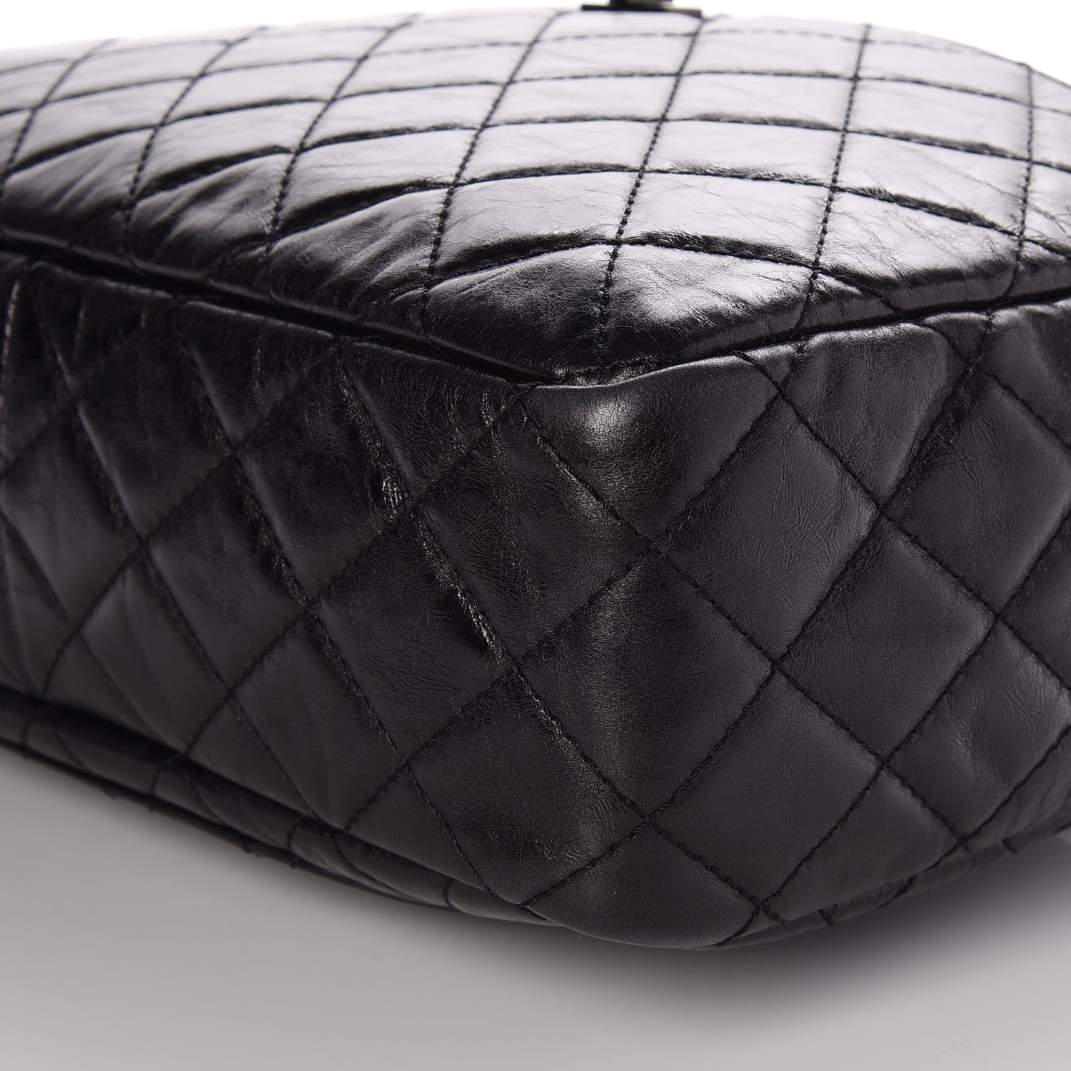 Chanel Metallic Aged Calfskin Quilted Large Reissue Camera Case Black 9 of 10