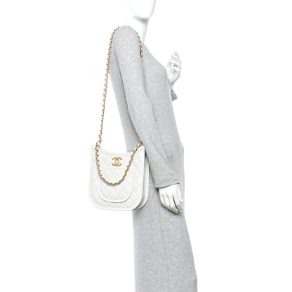 Chanel Calfskin Quilted Small Hobo White 2 of 10