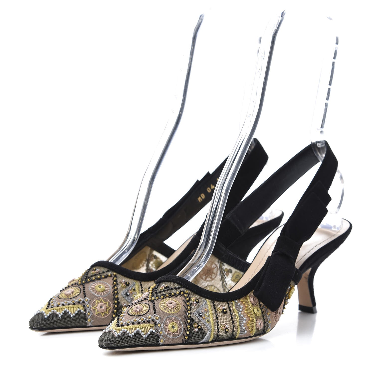 Christian Dior Embroidered Calfskin Beaded Sweet D Sling-Back Pumps 38.5 Multicolor 3 of 9