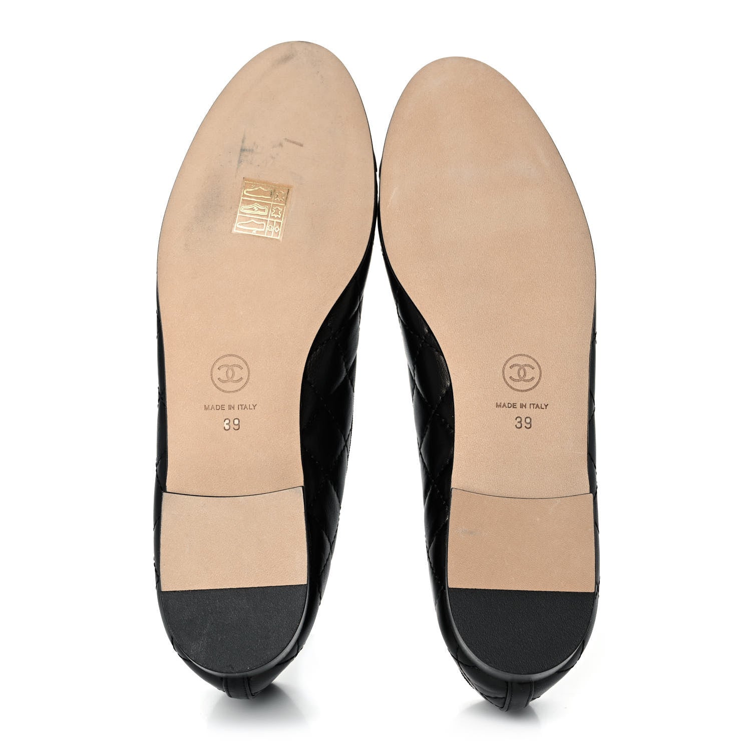 Chanel Aged Calfskin Quilted CC Cap Toe Ballerina Flats 39 Black 5 of 9