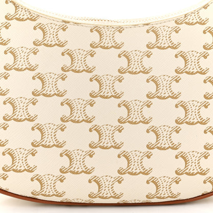 Celine Canvas Calfskin Ava Triomphe Shoulder Bag White 9 of 13