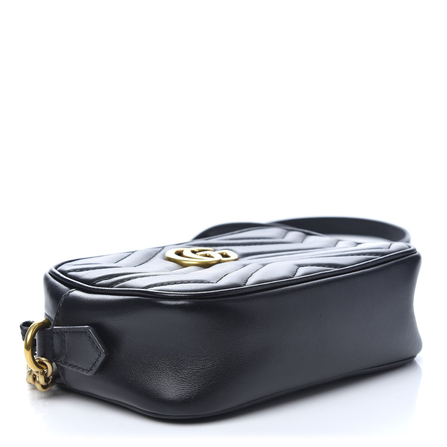 Gucci Calfskin Matelasse Mini GG Marmont Chain Shoulder Bag Black 4 of 9