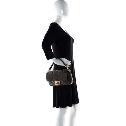 Fendi Nappa FF 1974 Embossed Baguette Wood 4 of 9