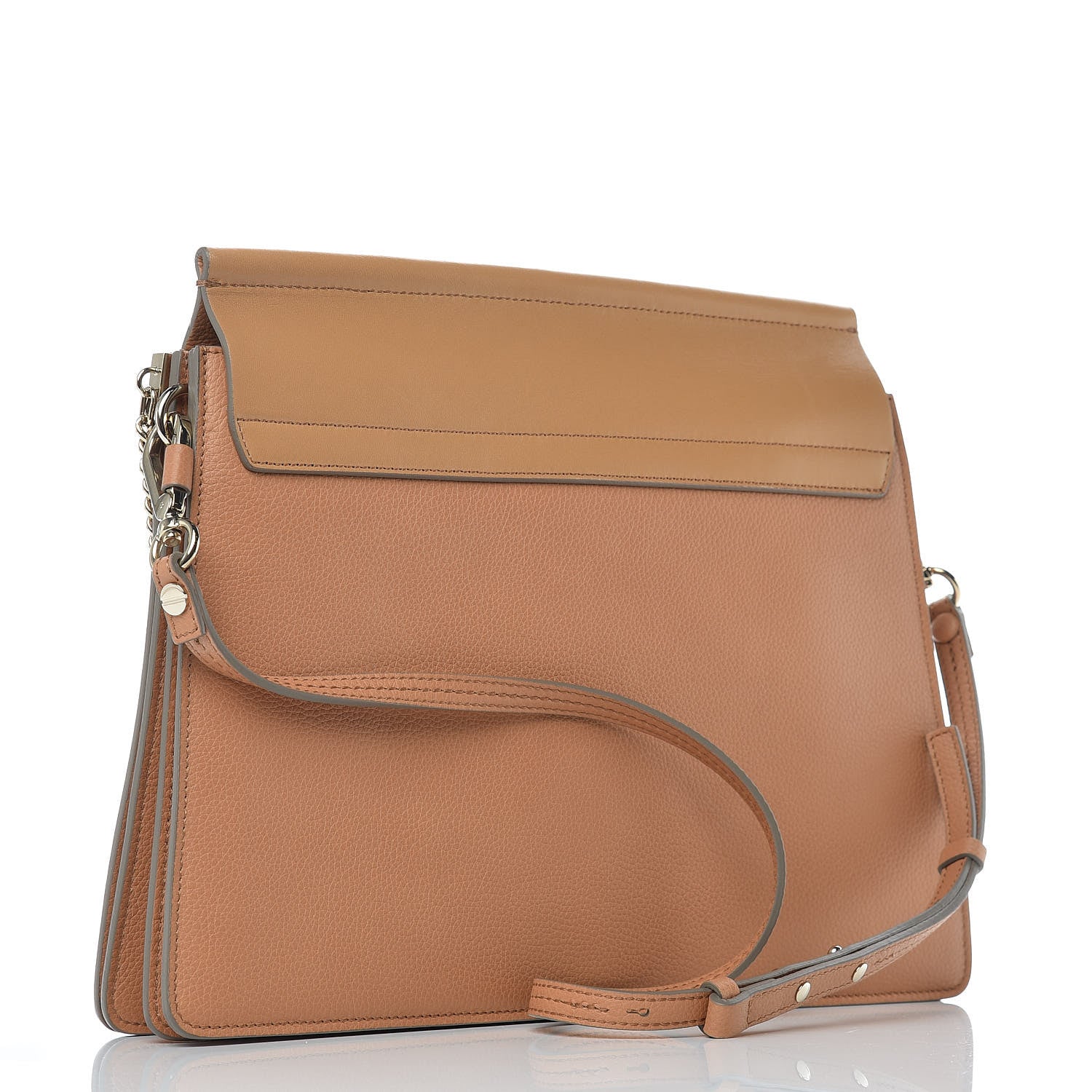 Chloe Grained Calfskin Smooth Lambskin Medium Faye Shoulder Bag Milky Coffee 3 of 9