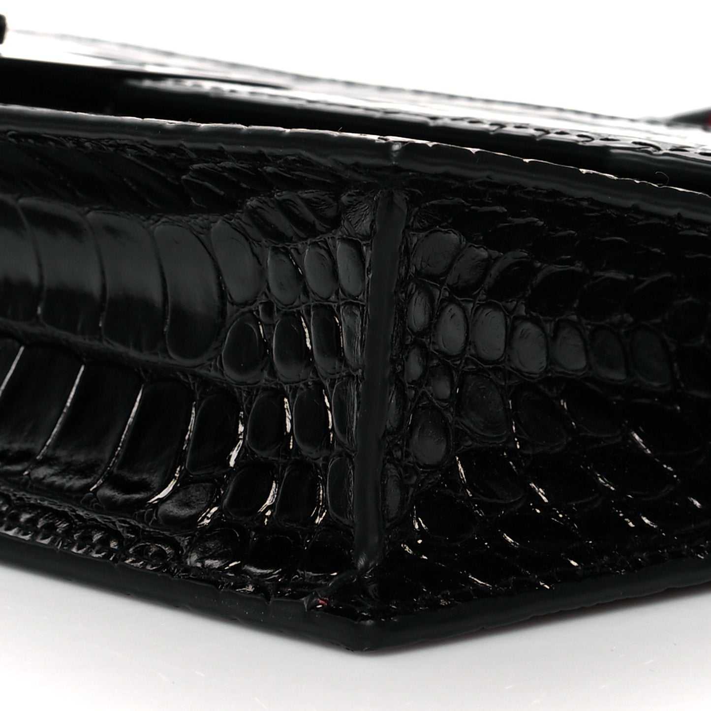 Calfskin Alligator Embossed Elisa Baguette Black