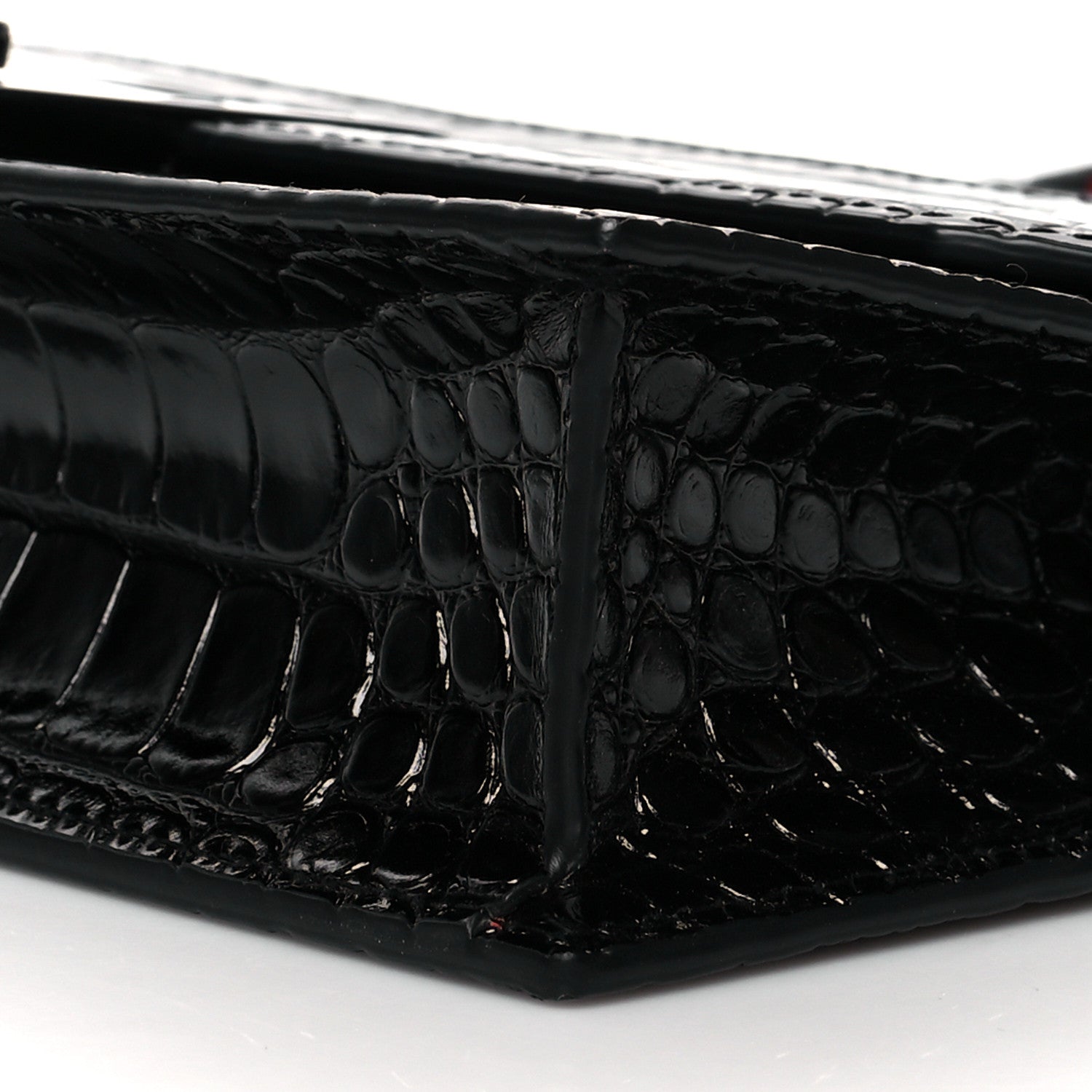 Christian Louboutin Calfskin Alligator Embossed Elisa Baguette Black 9 of 11