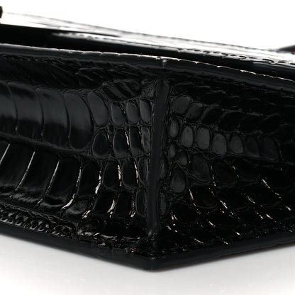 Christian Louboutin Calfskin Alligator Embossed Elisa Baguette Black 9 of 11