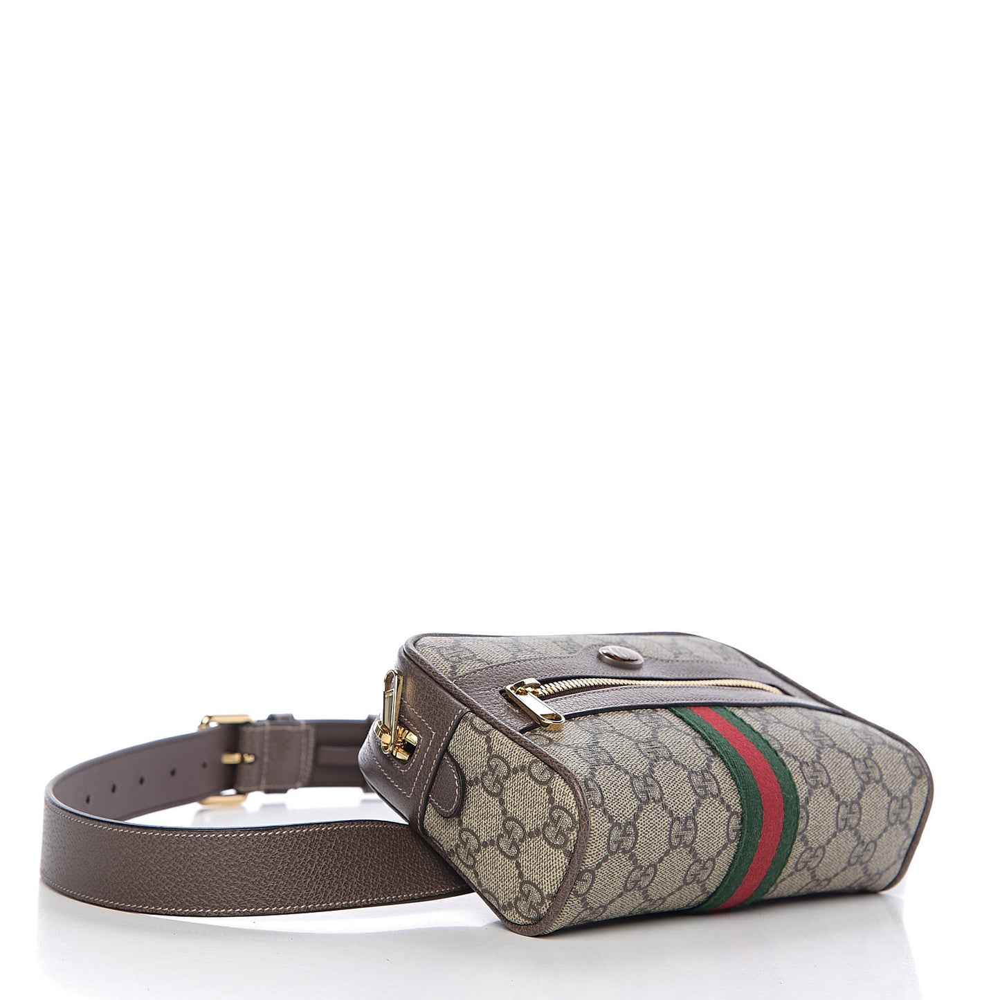 GG Supreme Monogram Web Small Ophidia Belt Bag 95 38 Dark Brown