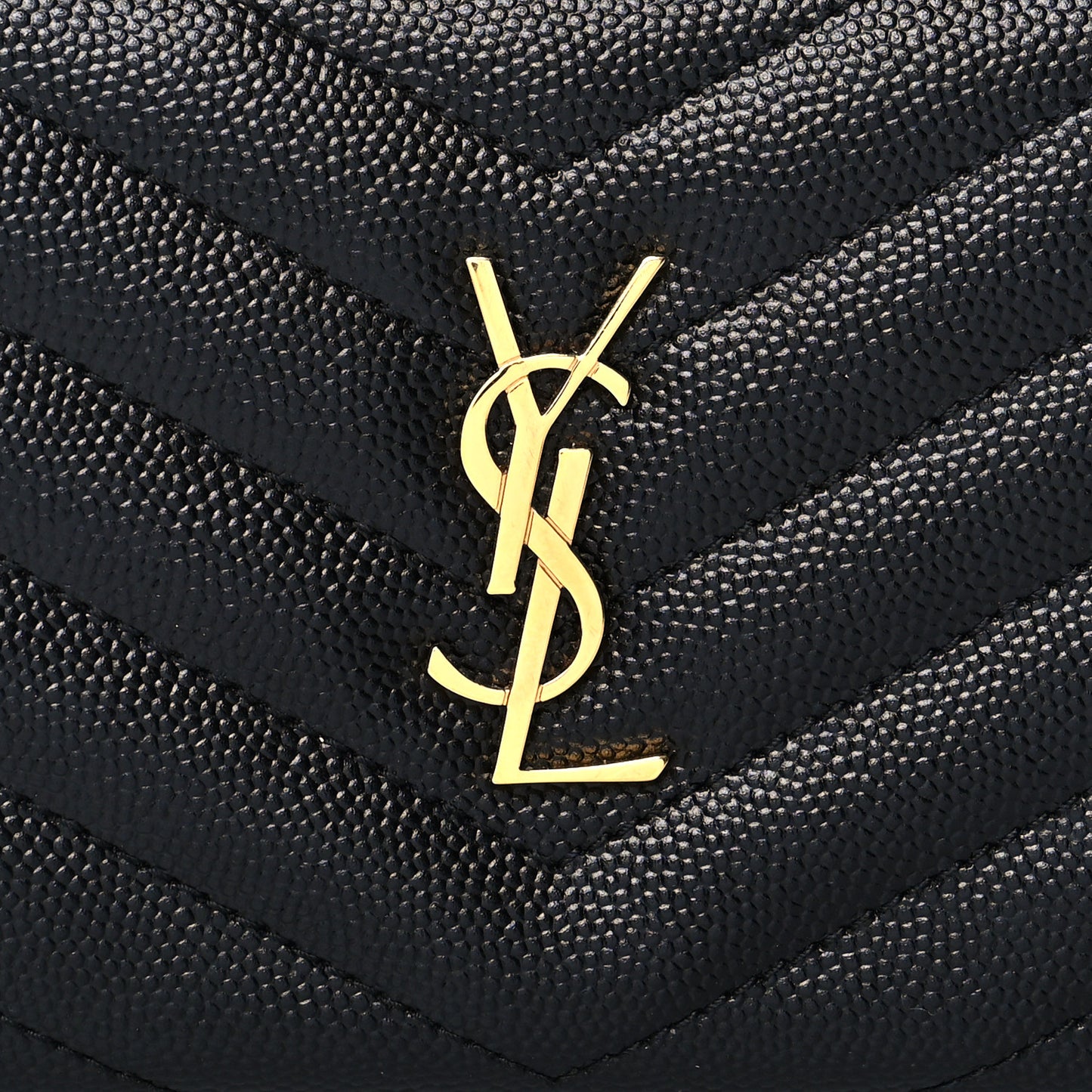 Grain De Poudre Matelasse Chevron Monogram Zipped Two-Part Wallet Black
