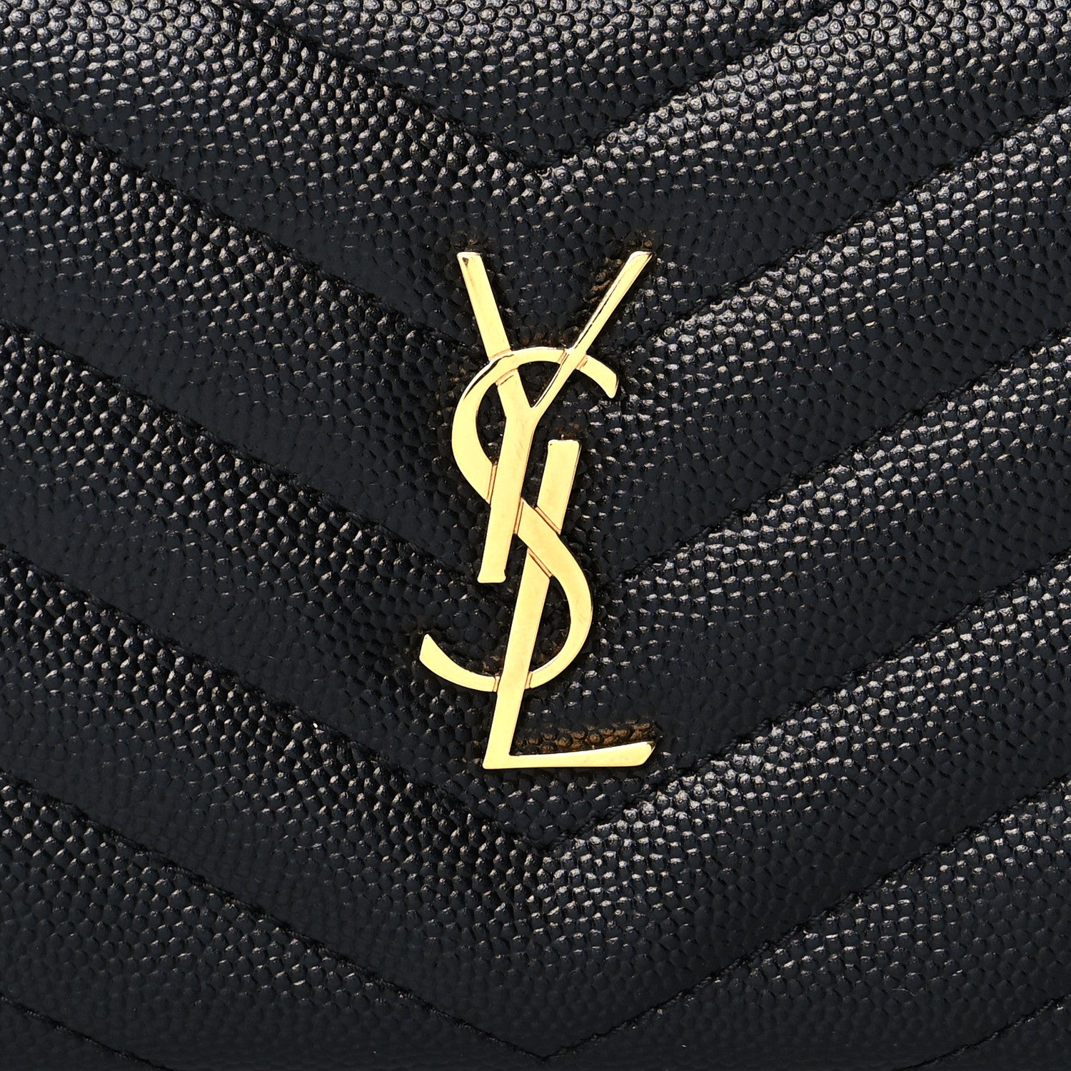 Saint Laurent Grain De Poudre Matelasse Chevron Monogram Zipped Two-Part Wallet Black 8 of 8