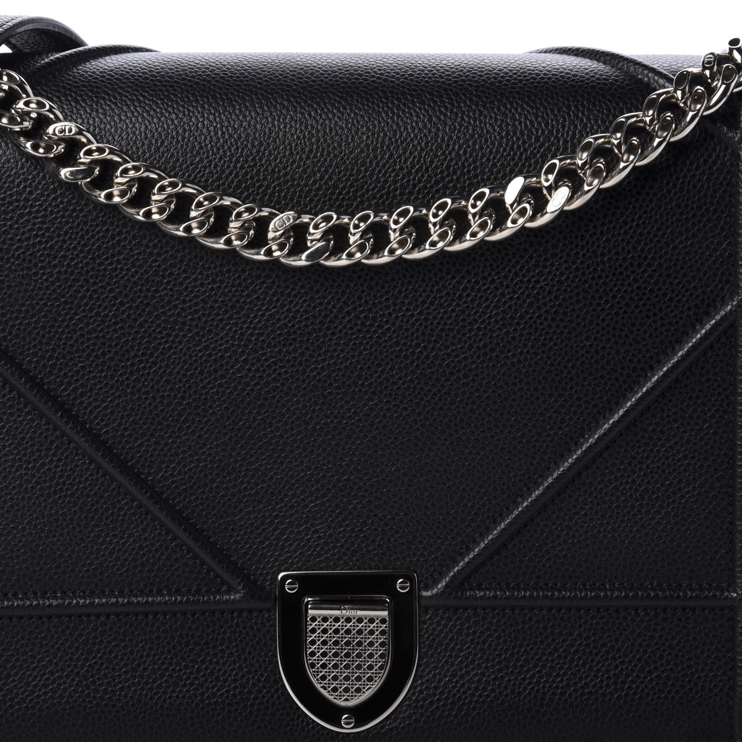 Christian Dior Grained Calfskin Large Diorama Flap Bag Black 10 of 11