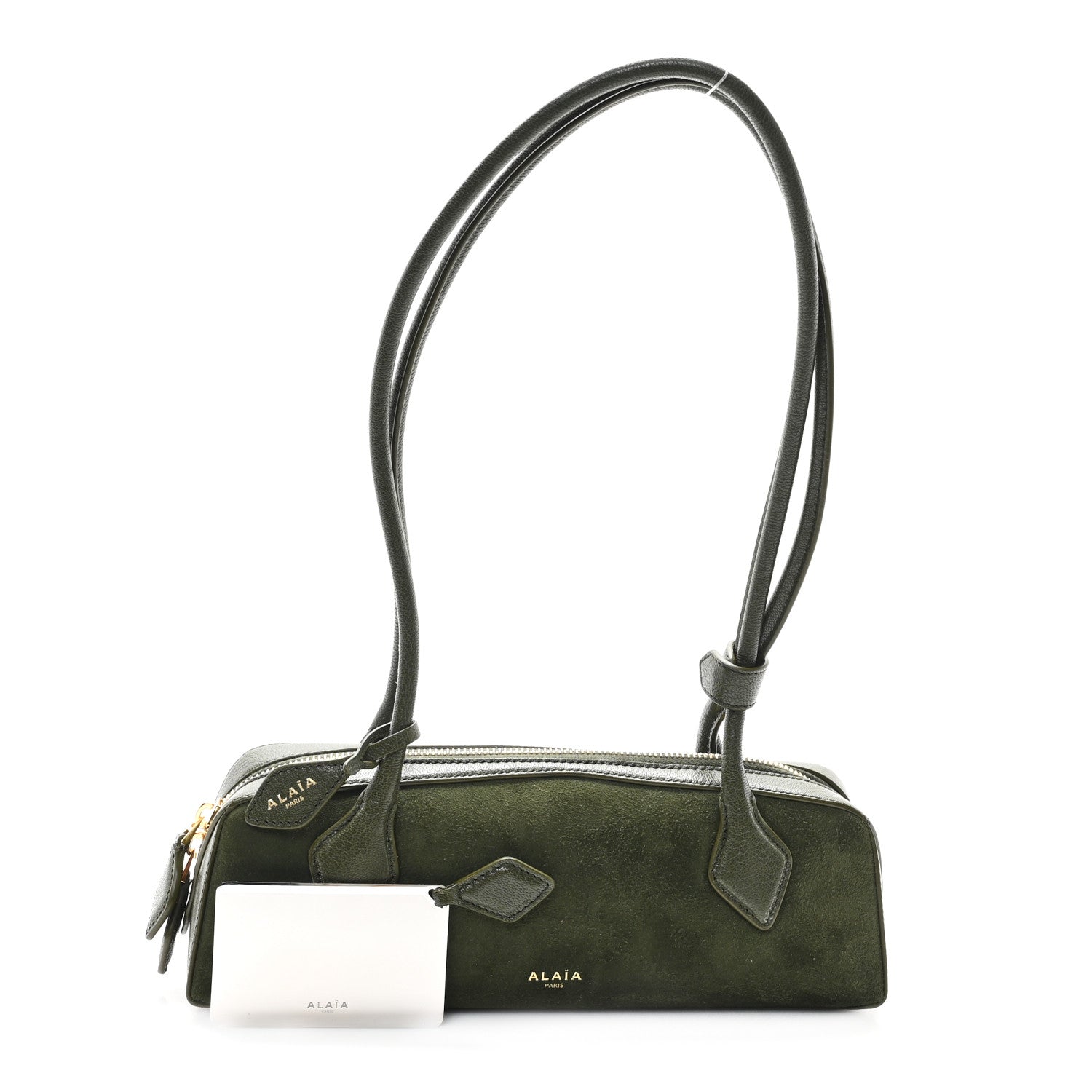 Alaia Suede Goatskin Small Le Teckel Bag Olive Green 3 of 10
