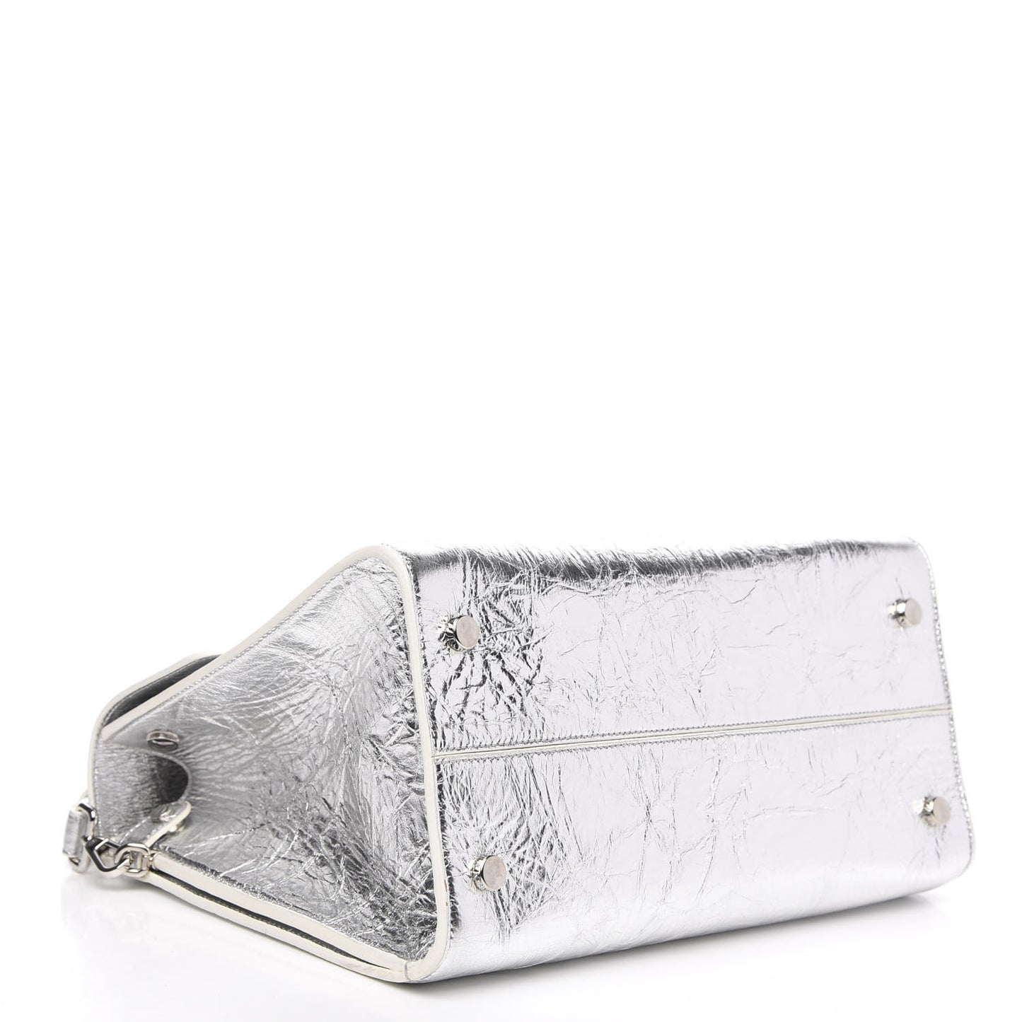 Metallic Calfskin Medium Diorever Flap Silver