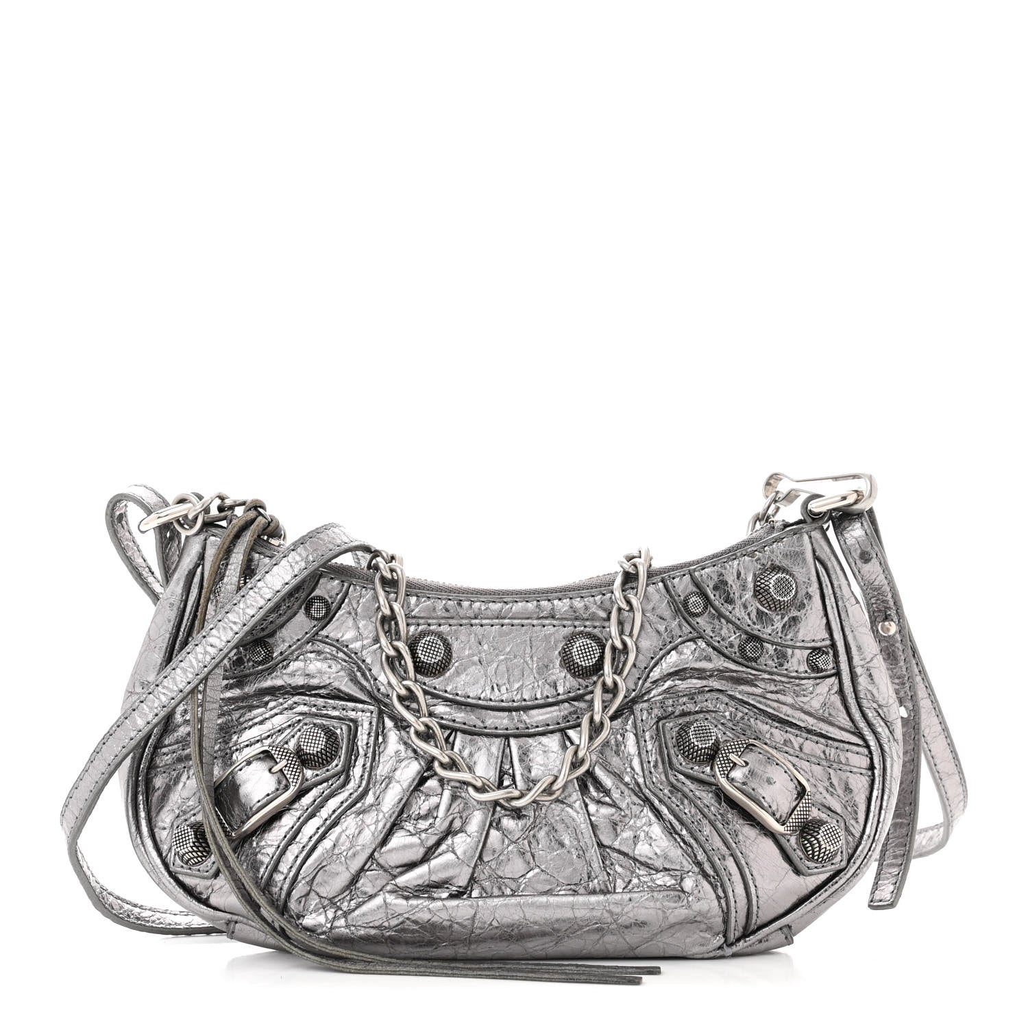 Balenciaga Metallic Agneau Arena Le Cagole Purse With Chain Mini Silver 1 of 13