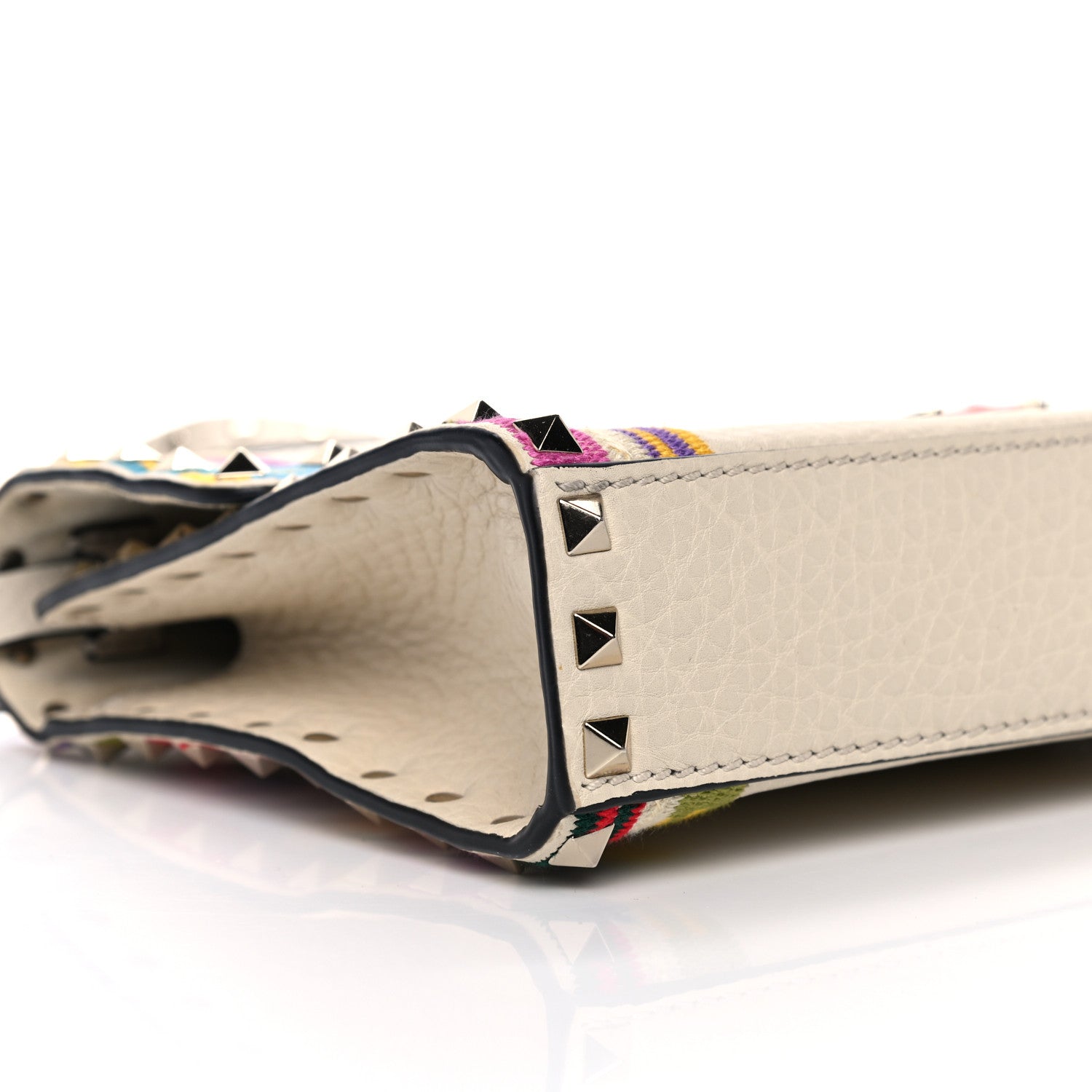 Valentino Garavani Pebbled Calfskin Embroidered Medium Rockstud Flip Lock Crossbody Bag Ivory 9 of 10
