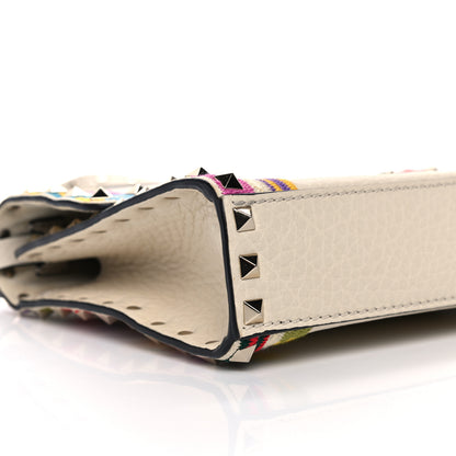 Valentino Garavani Pebbled Calfskin Embroidered Medium Rockstud Flip Lock Crossbody Bag Ivory 9 of 10