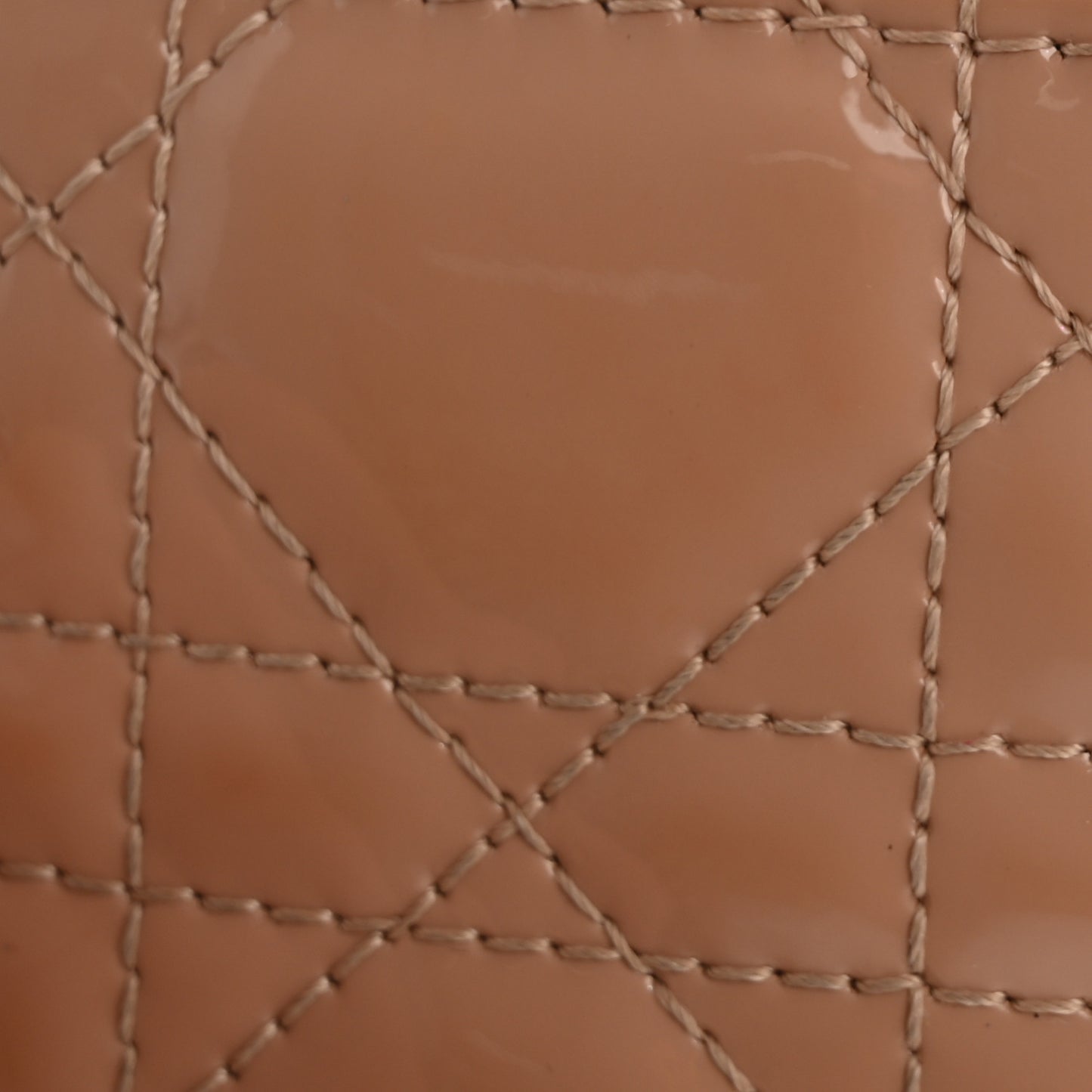 Patent Cannage Mini Lady Dior Wallet Beige